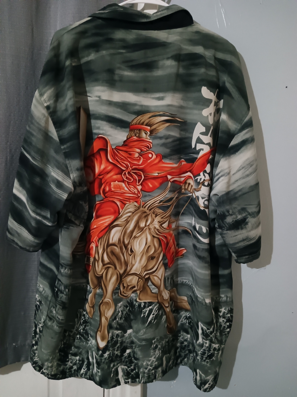 Men's Casual Button-Down Shirt with Red Rider Graphic